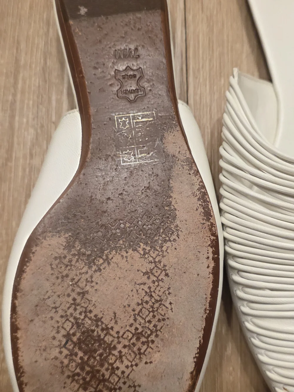 Women's White Pointed Slip-On Mules with Twisted Strap Detail